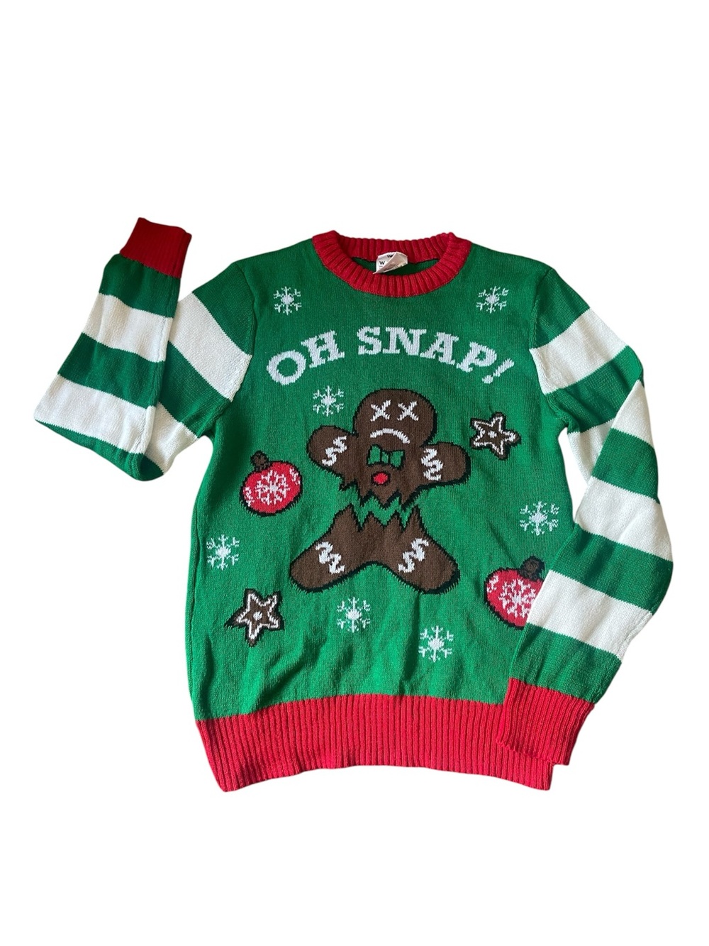 Well Worn Green & Red 'Oh Snap!' Gingerbread Crewneck Sweater